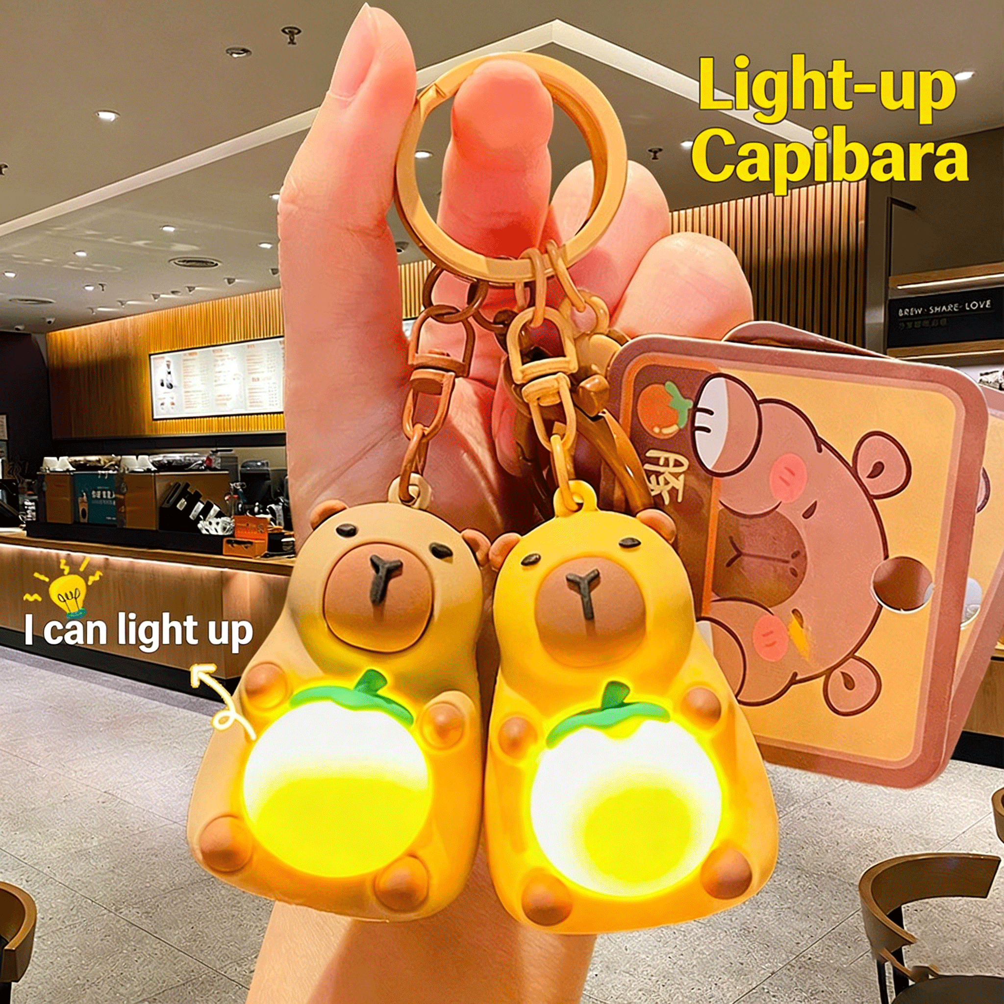 Pendant Light Shade - Simulation Capybara Doll Keychain Toy In