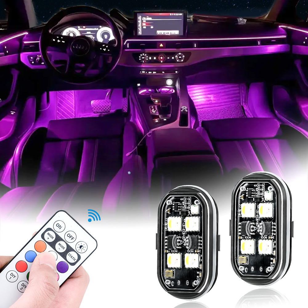 Lzpz Rui Decor Lighting Store - 2/4pcs Wireless LED Strobe Lights Car