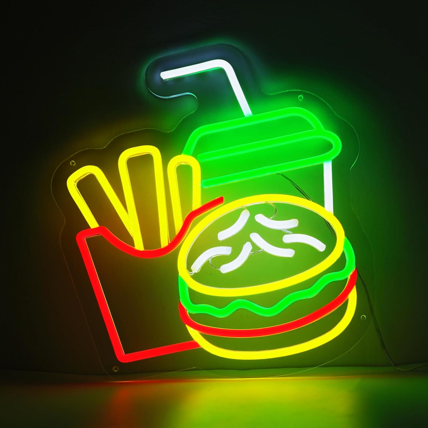 Lighting Decoration For Home - Burger Neon Sign French Fries Fast