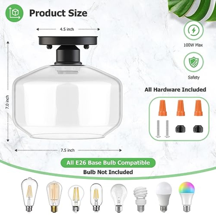 Semi Flush Mount Ceiling Light - Pendant Light Shade recensione e prezzo