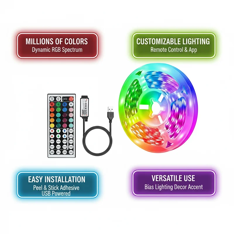 DC 5V USB LED Strip Lights APP - Decor Lighting Lamps recensione e prezzo