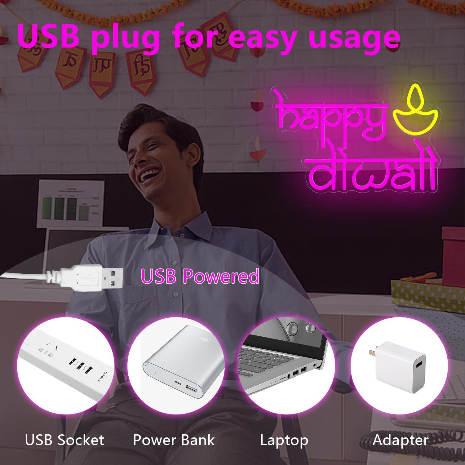 Happy Diwali Neon Sign USB Pow - Lighting Decoration For Home recensione e prezzo