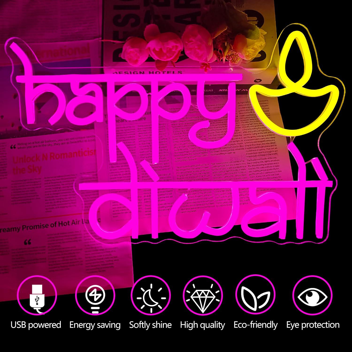 Happy Diwali Neon Sign USB Pow - Lighting Decoration For Home recensione e prezzo