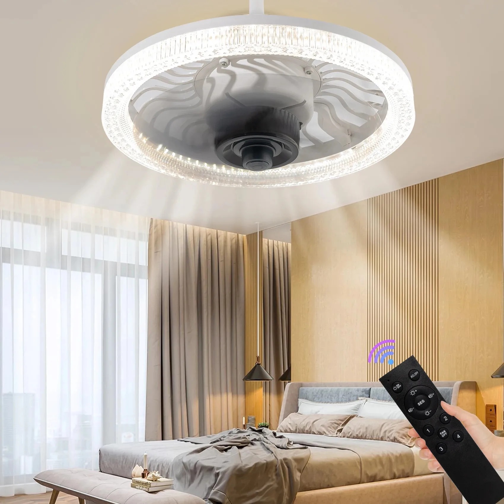 Smart LED Ceiling Fan Light wi - Touch Dimmer Lamp recensione e prezzo