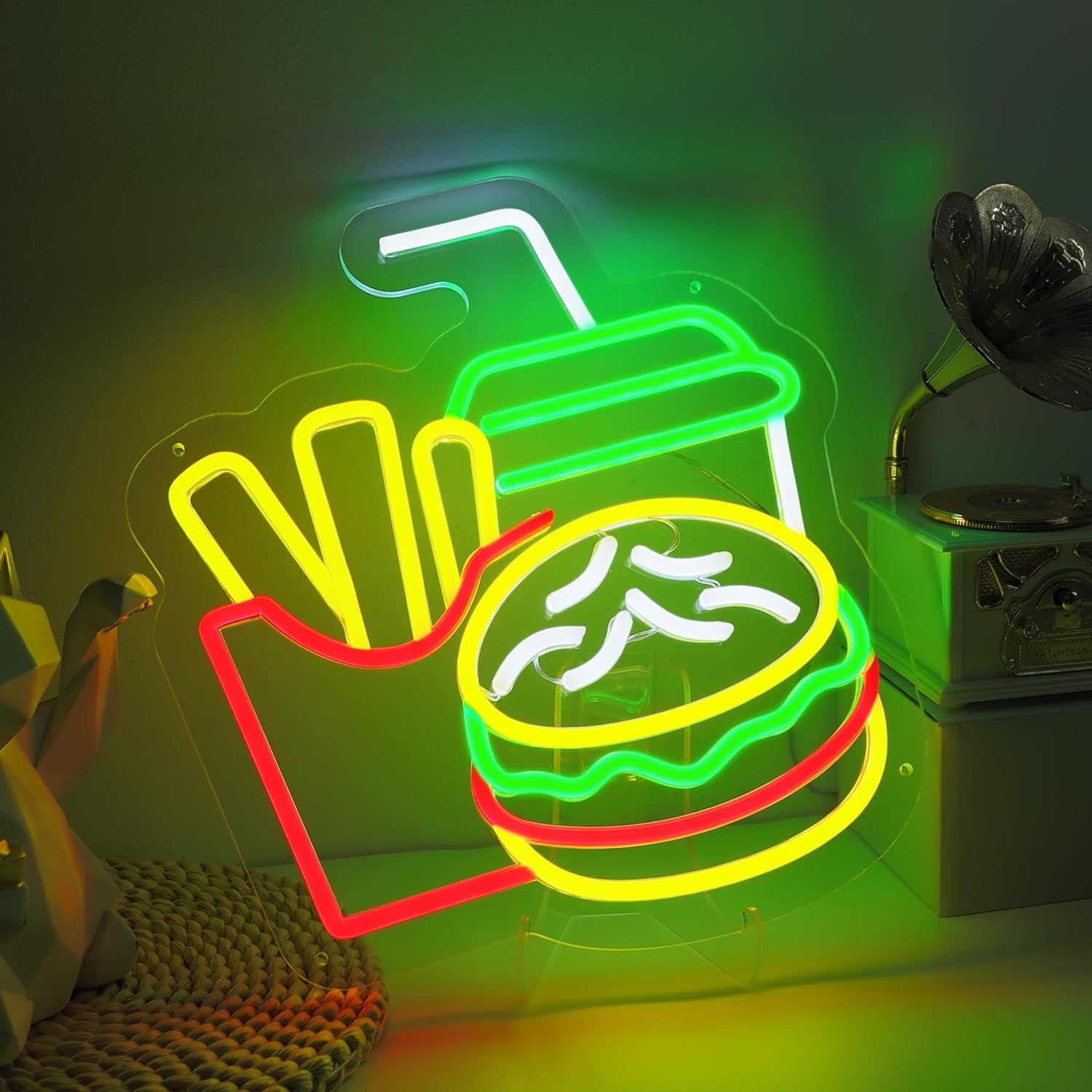 Burger Neon Sign French Fries  - Lighting Decoration For Home recensione e prezzo