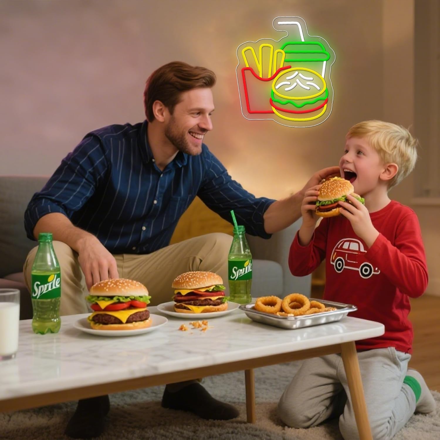 Burger Neon Sign French Fries  - Lighting Decoration For Home recensione e prezzo