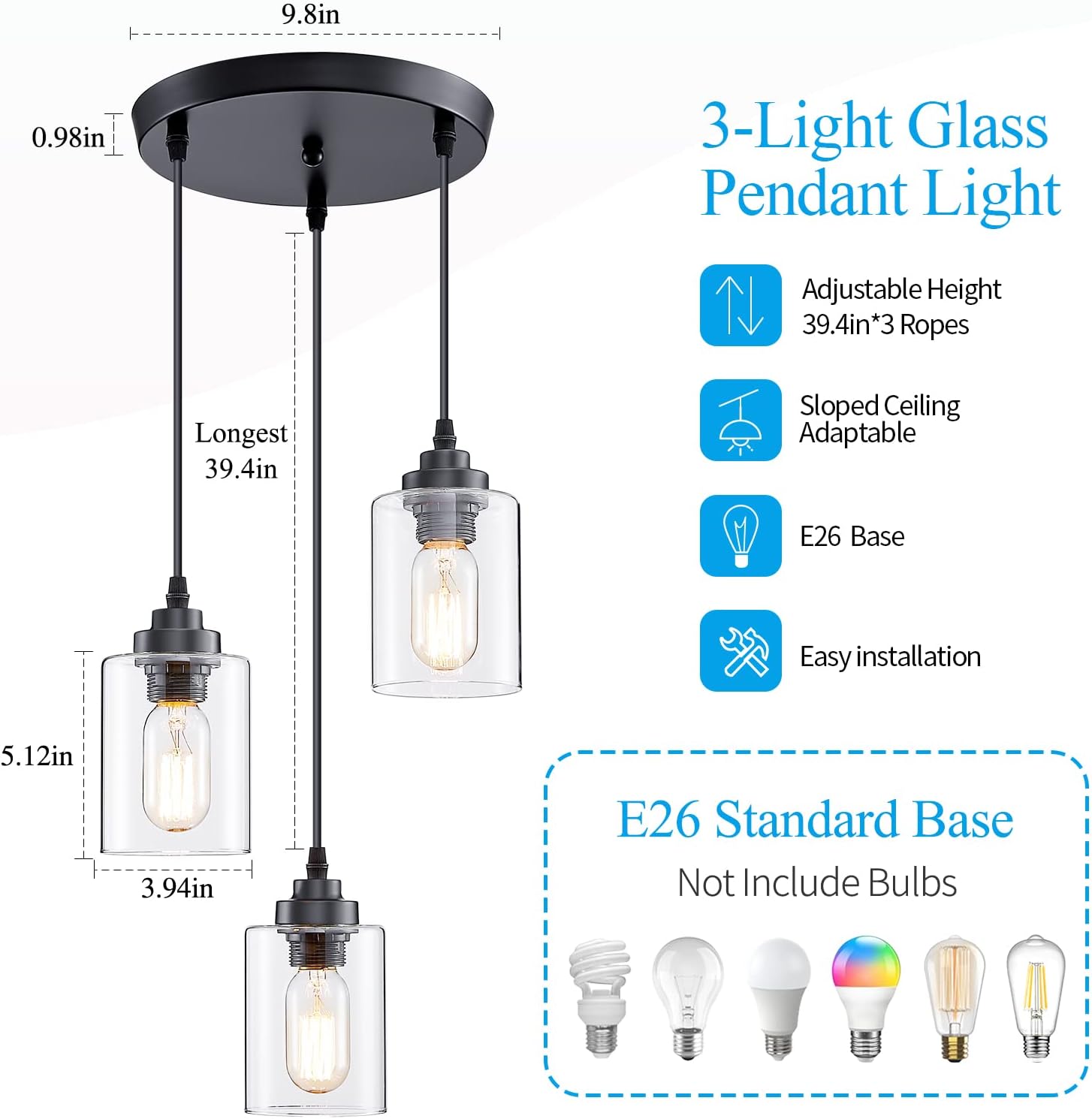 3-Light Pendant Lighting with  - Pendant Light Shade recensione e prezzo