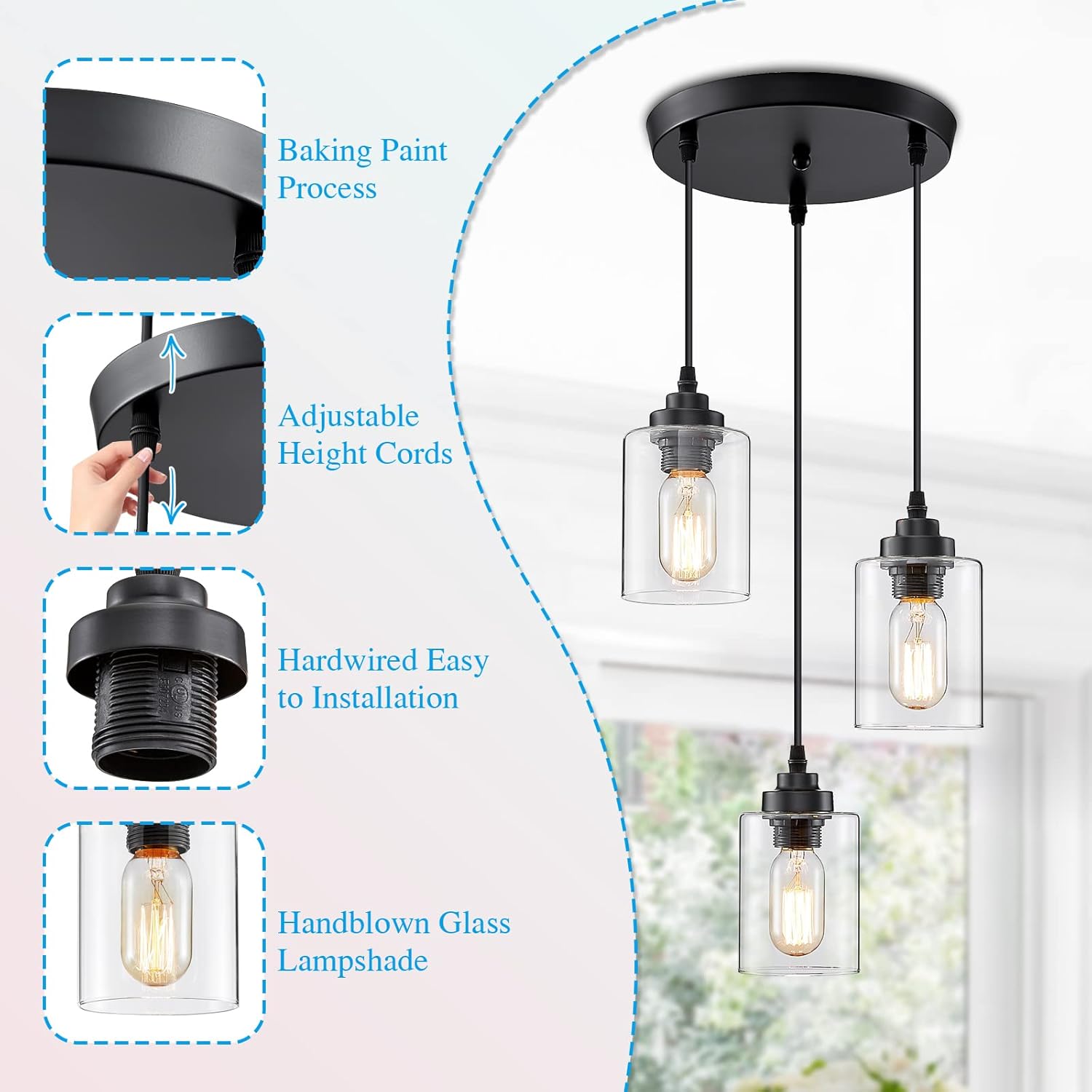 3-Light Pendant Lighting with  - Pendant Light Shade recensione e prezzo