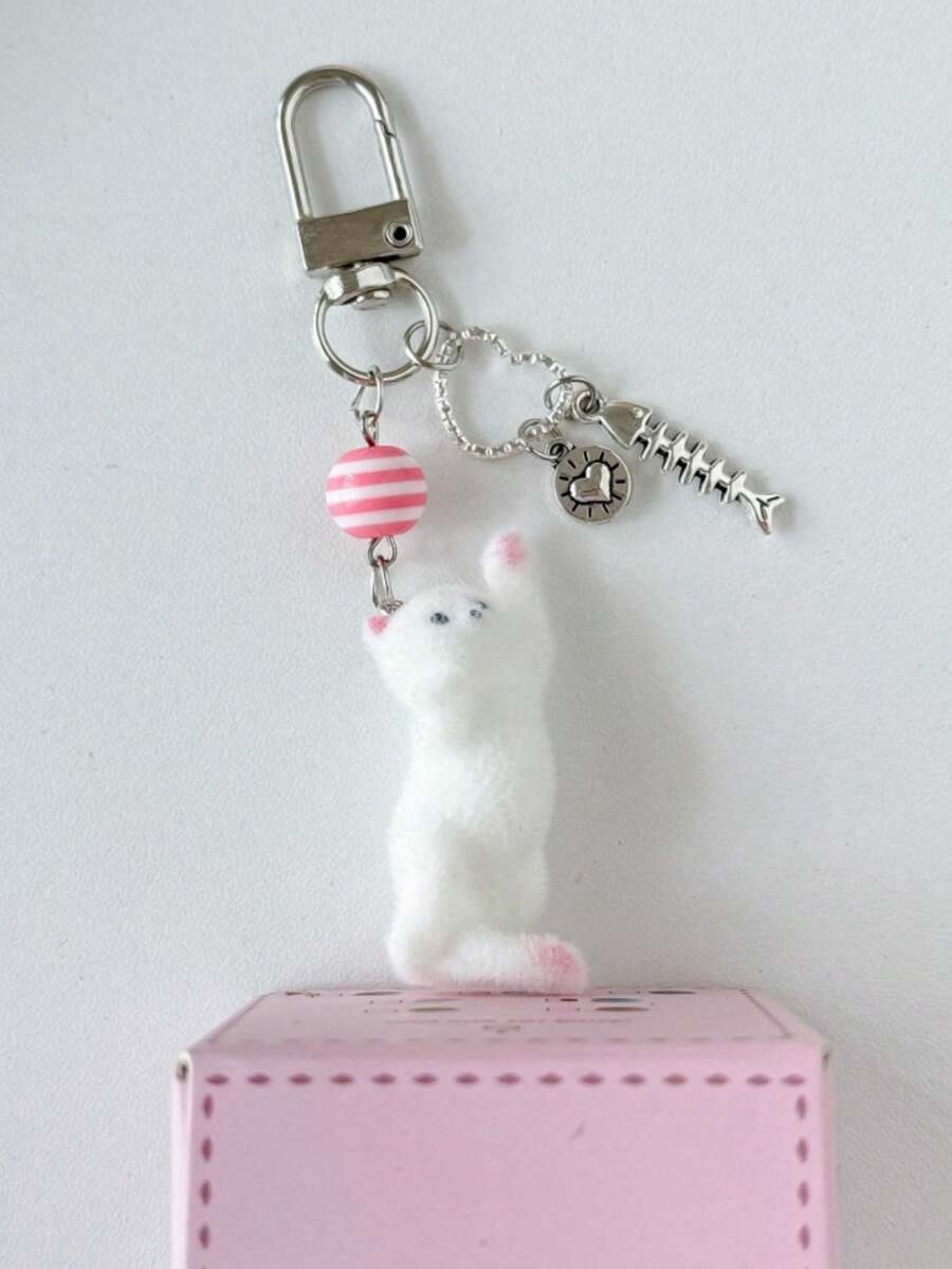 Flocked Cat Keychain With Fish - Decor Lighting Phone Number recensione e prezzo