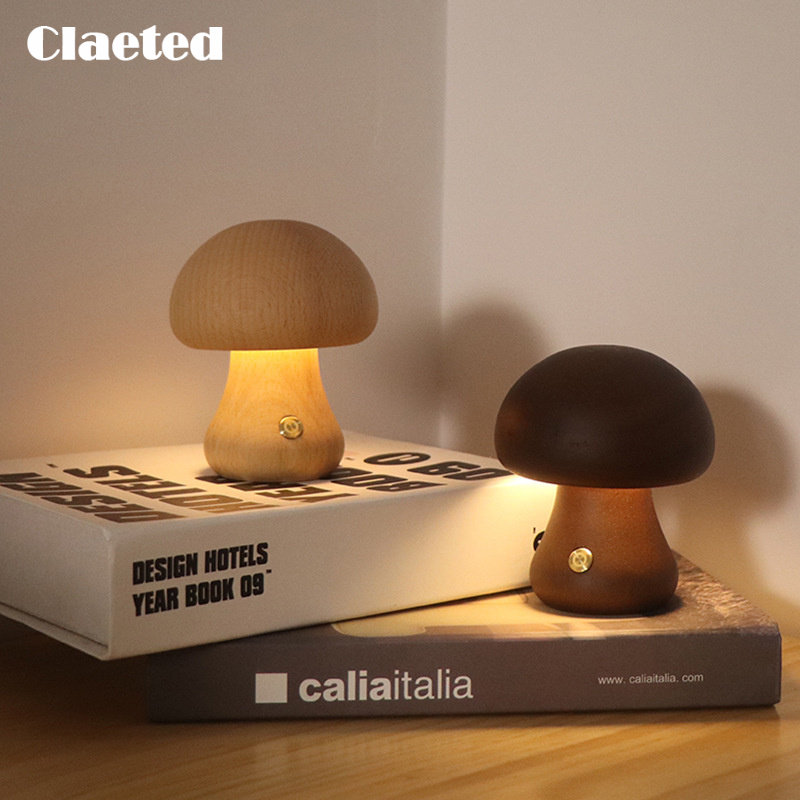 Claeted Wooden Mushroom Bedsid - Mushroom Table Lamp recensione e prezzo