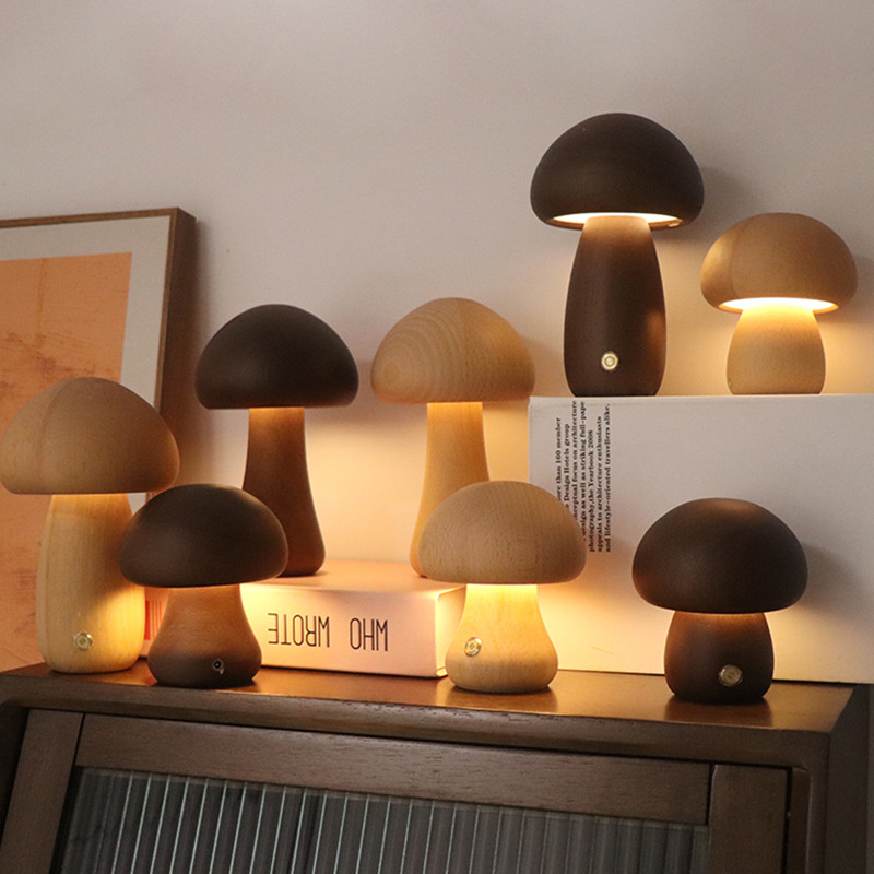 Claeted Wooden Mushroom Bedsid - Mushroom Table Lamp recensione e prezzo