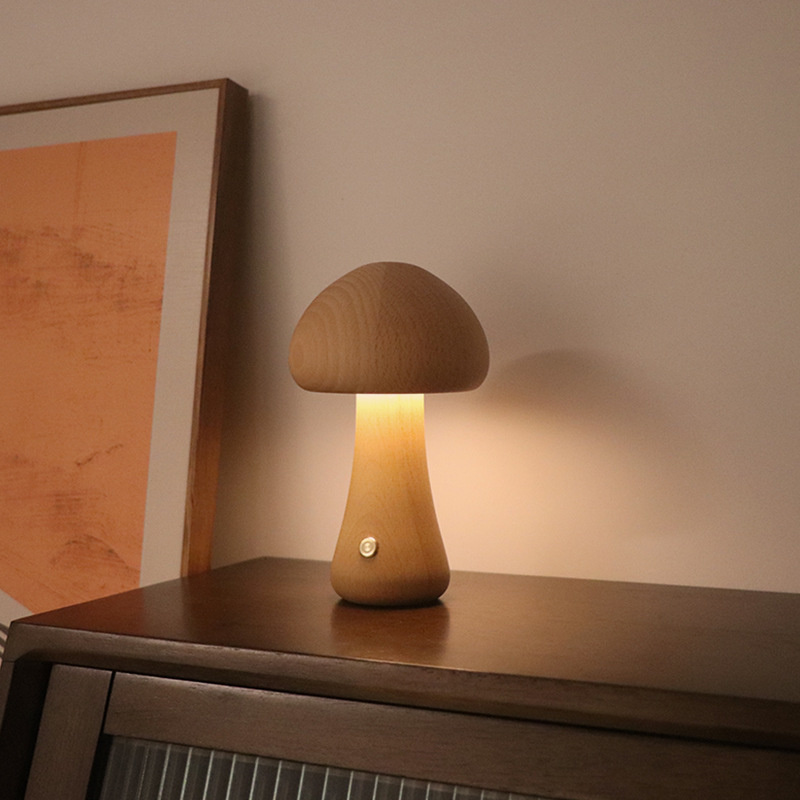 Claeted Wooden Mushroom Bedsid - Mushroom Table Lamp recensione e prezzo