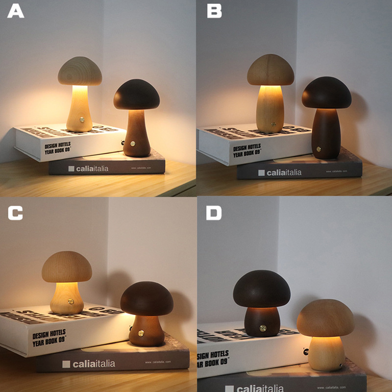 Claeted Wooden Mushroom Bedsid - Mushroom Table Lamp recensione e prezzo