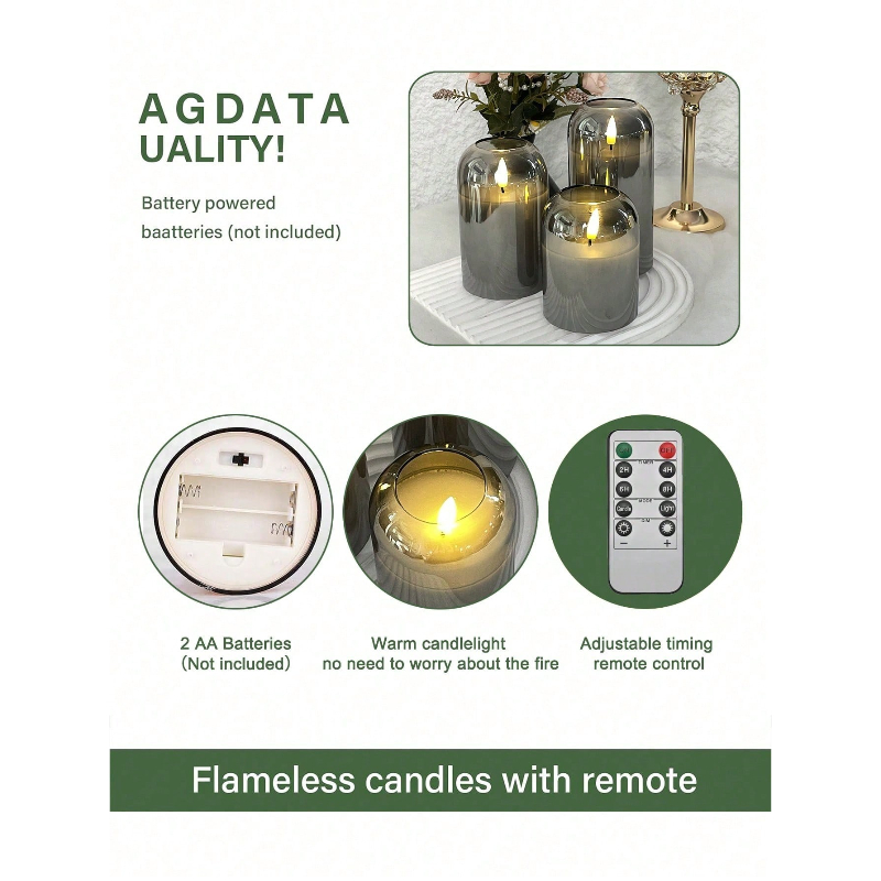3 Pack Grey Flameless LED Cand - Lighting Decoration For Home recensione e prezzo
