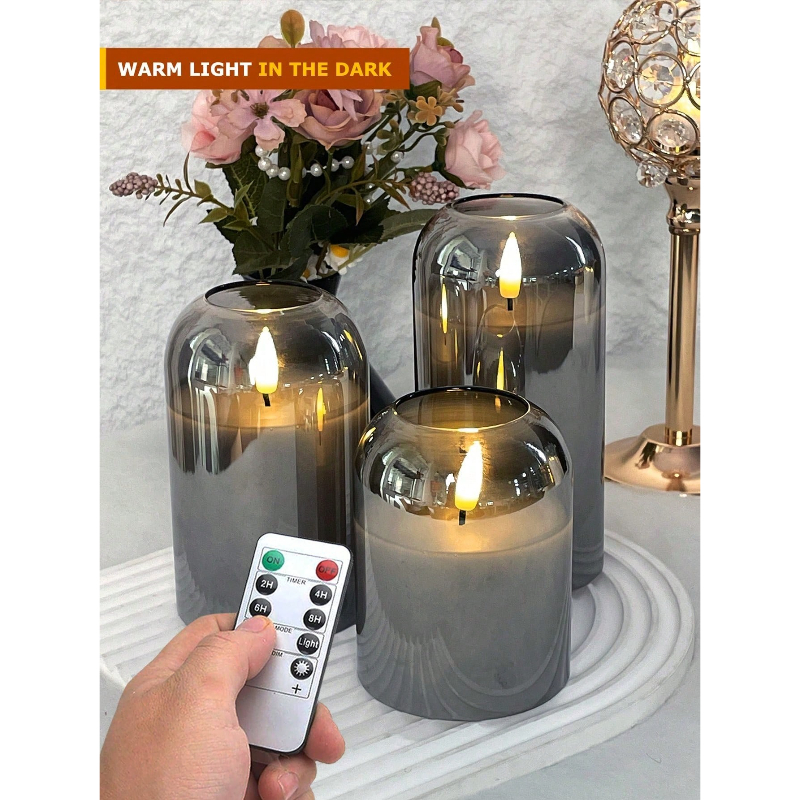 3 Pack Grey Flameless LED Cand - Lighting Decoration For Home recensione e prezzo